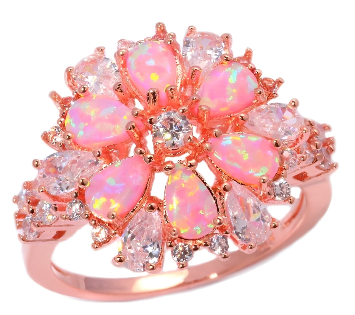 Rian – Filigraner Ring mit Feueropal-Blüte
