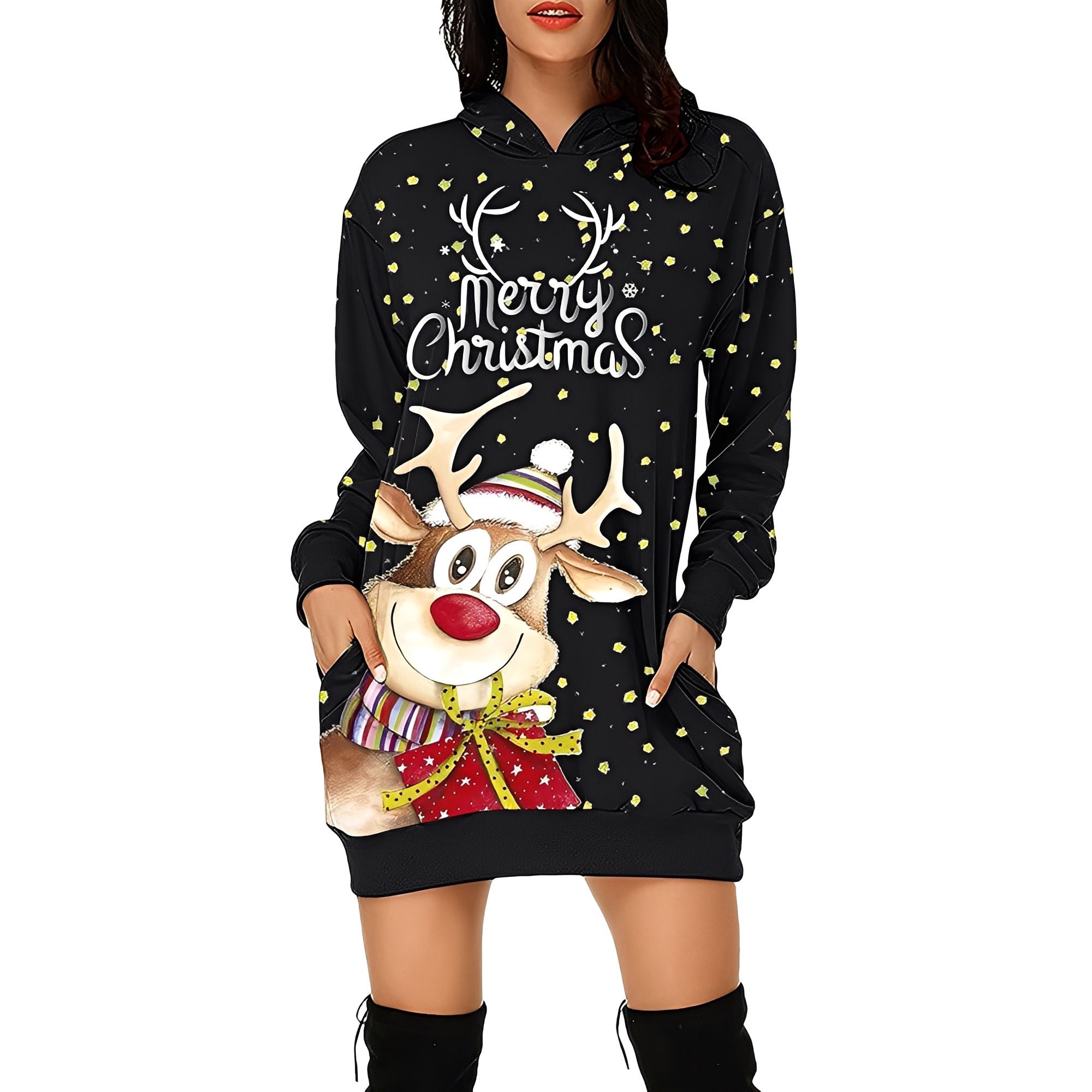 Georgia - Stilvolles Weihnachtskapuzenkleid für Damen