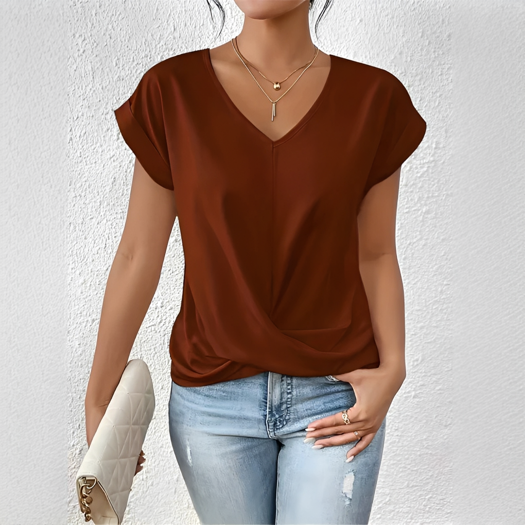 Velanie - Lockeres Shirt mit V-Ausschnitt