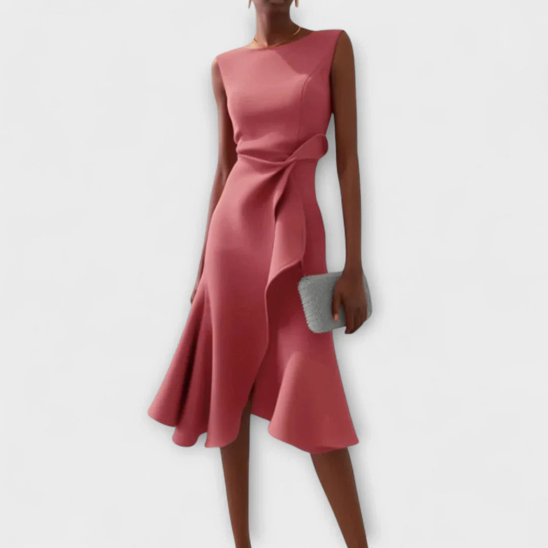 Sheila - Elegantes Damen-Midikleid mit Rüschendetails