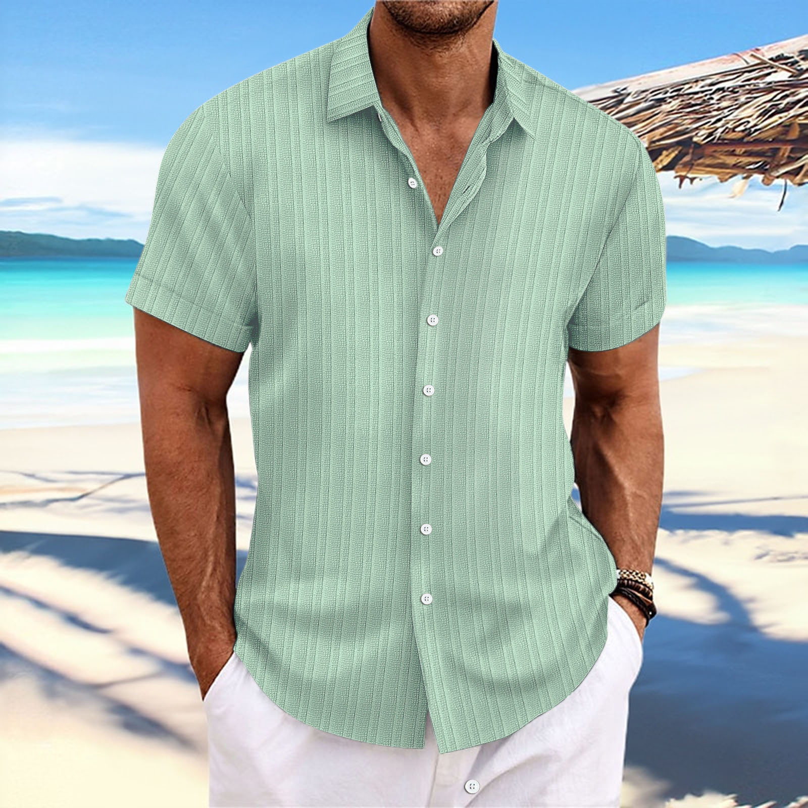 Deryck - Herren Sommerhemd mit Streifen