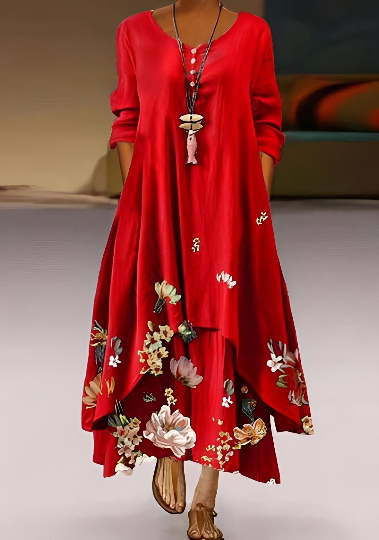 Belle - Elegantes, locker geschnittenes Damenkleid mit Muster