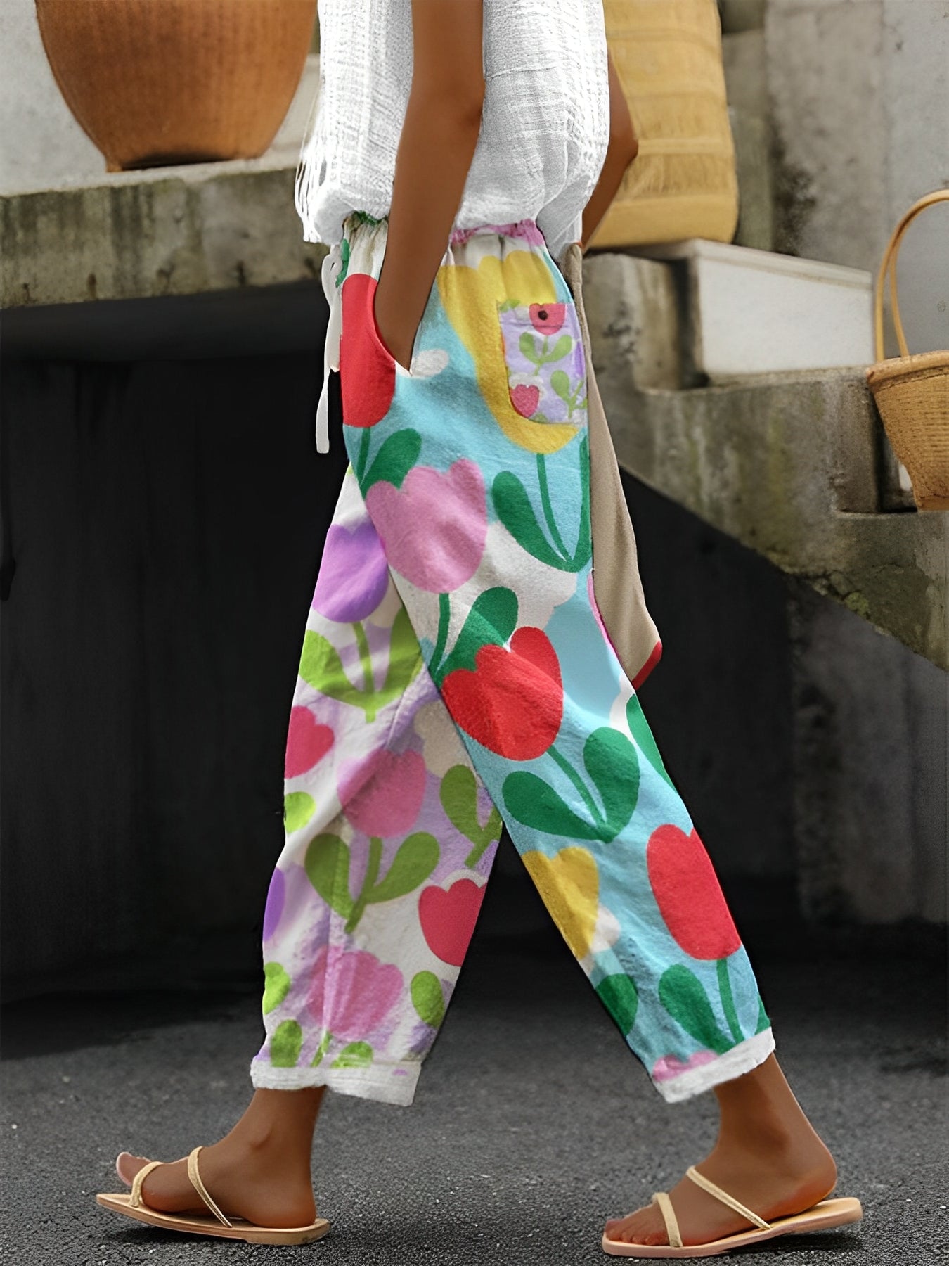 Catherina - Weite Hose mit Blumenprint für Damen
