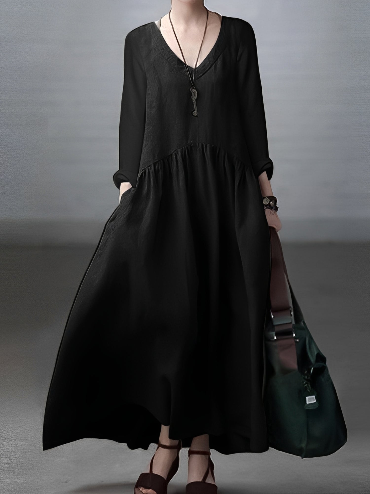 Lindy - Legeres, gemütliches Damenkleid mit V-Ausschnitt