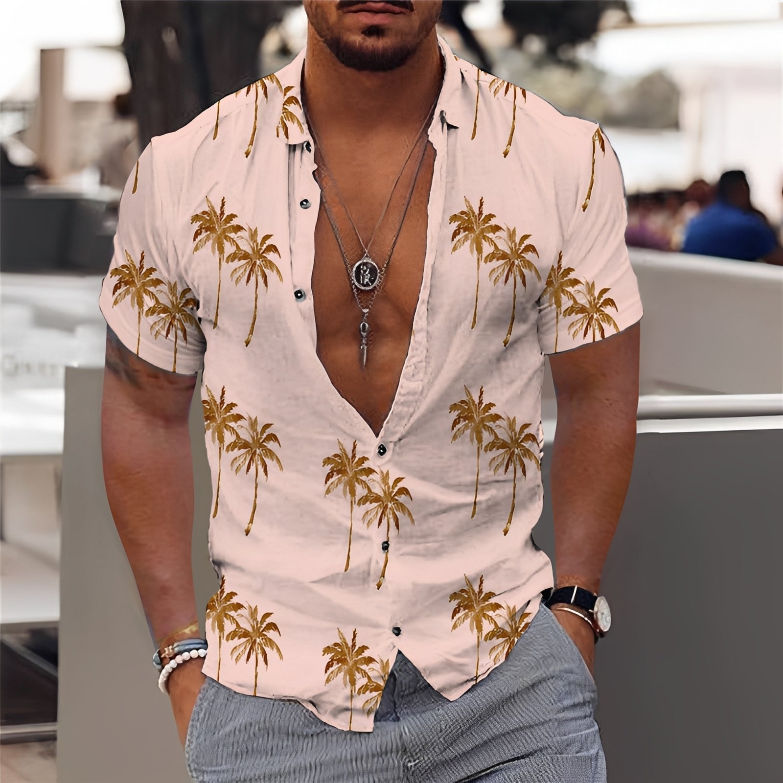 Hector - Stilvolles Herrenhemd mit Palmenmuster