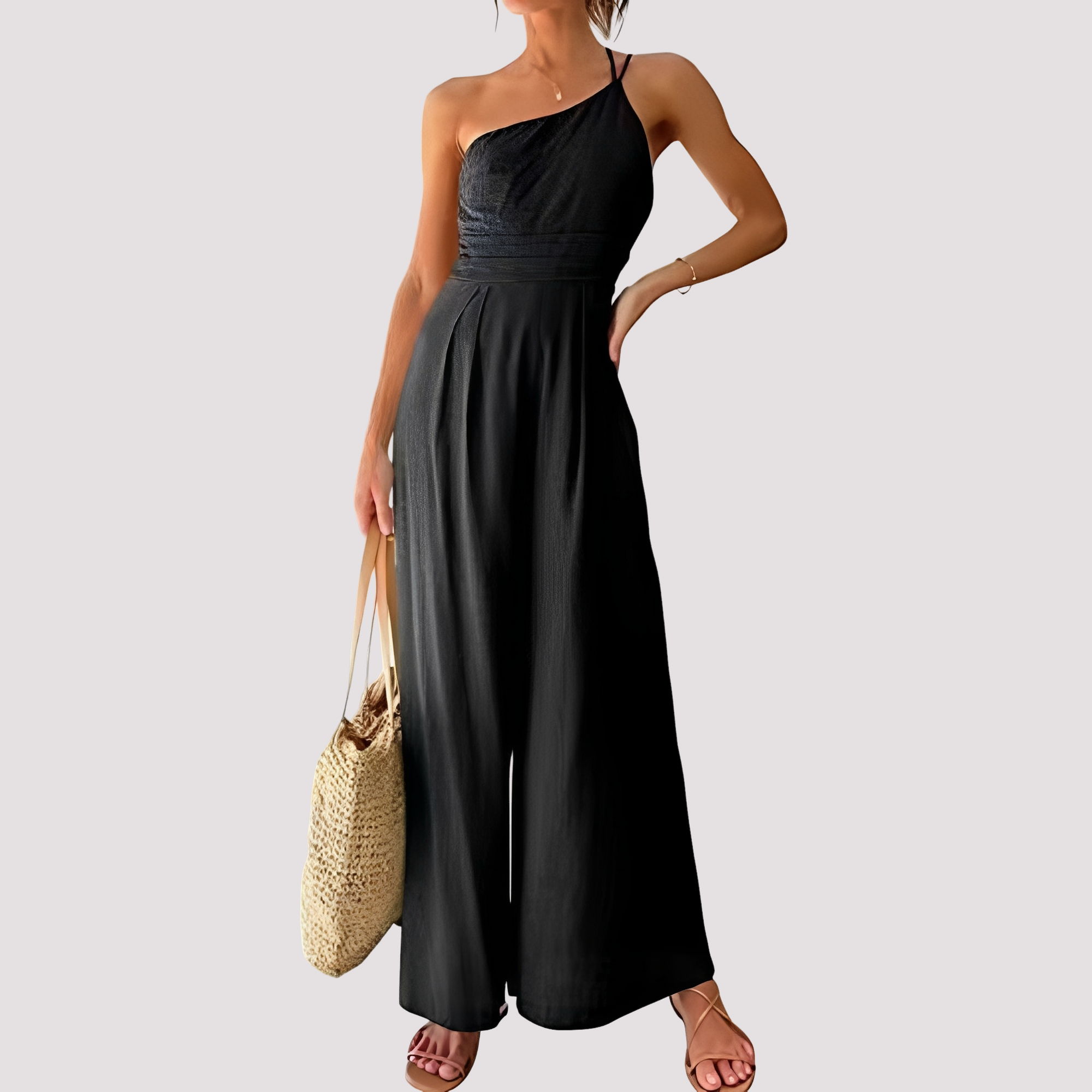 Carla - Eleganter Ein-Schulter-Jumpsuit mit weitem Bein für Damen