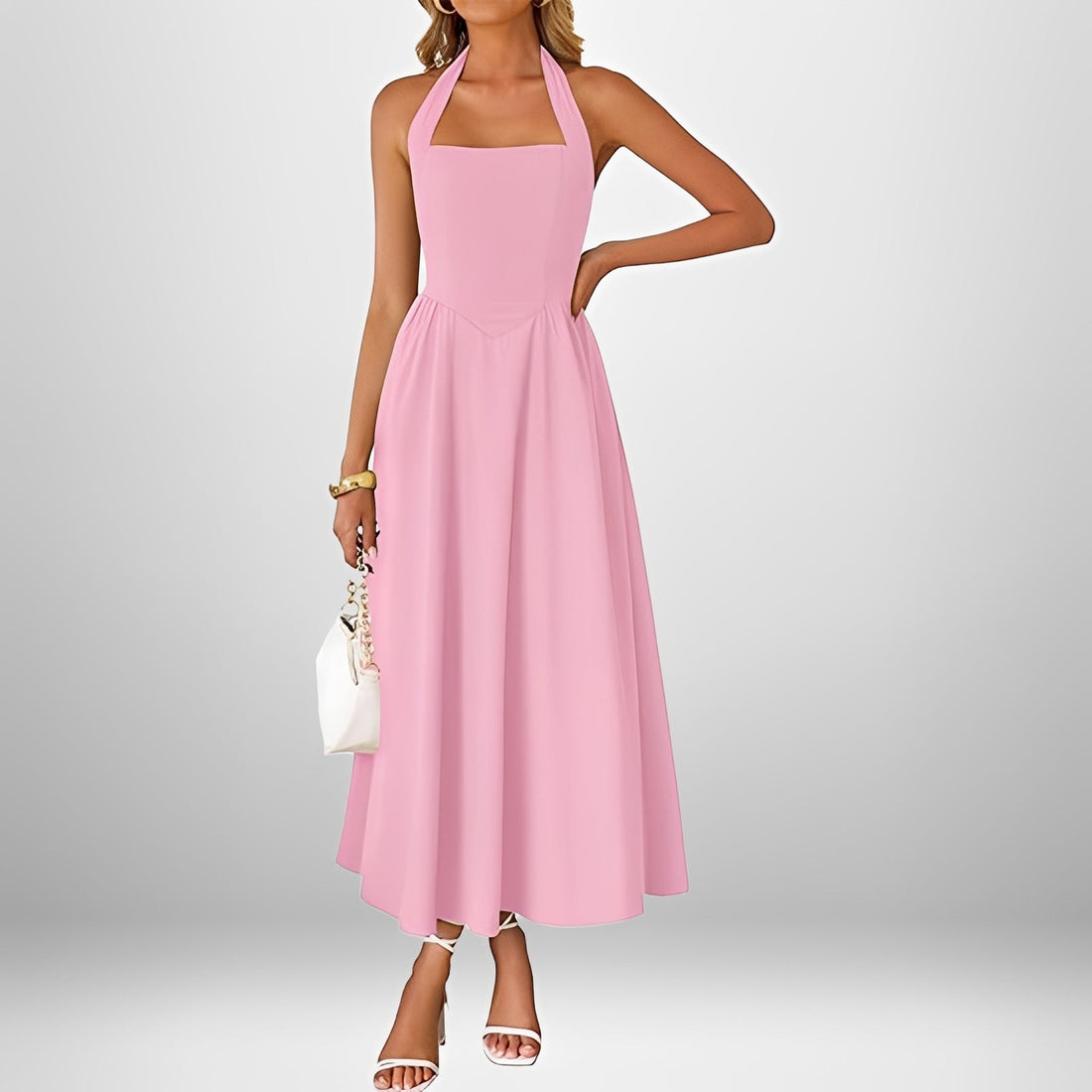 Joanna - Elegantes Neckholder-Midikleid