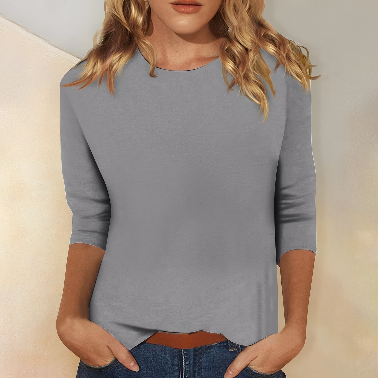 Katherina - Bequemes Damen-Shirt mit langen Ärmeln und Rundhals