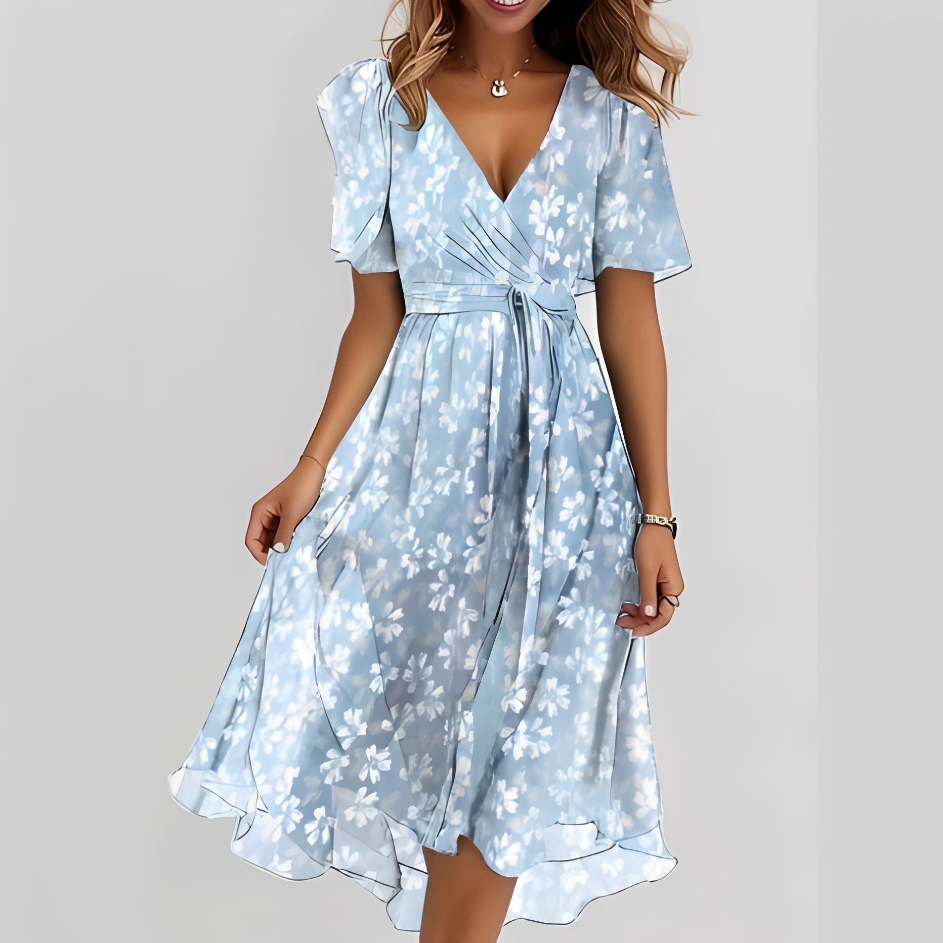 Emelia - Blumiges Chiffonkleid