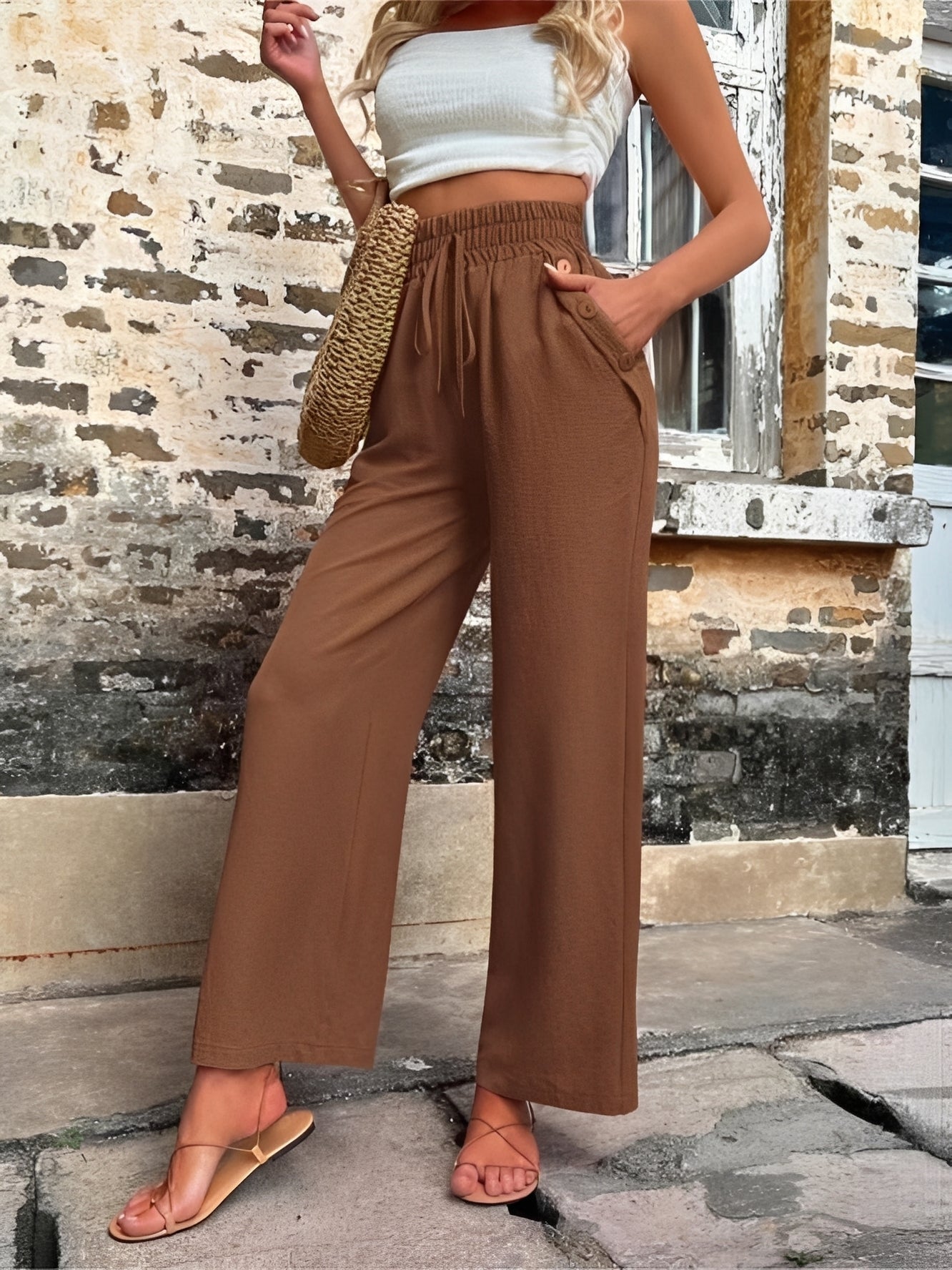 Allie - Modische, weit geschnittene Damenhose mit hoher Taille