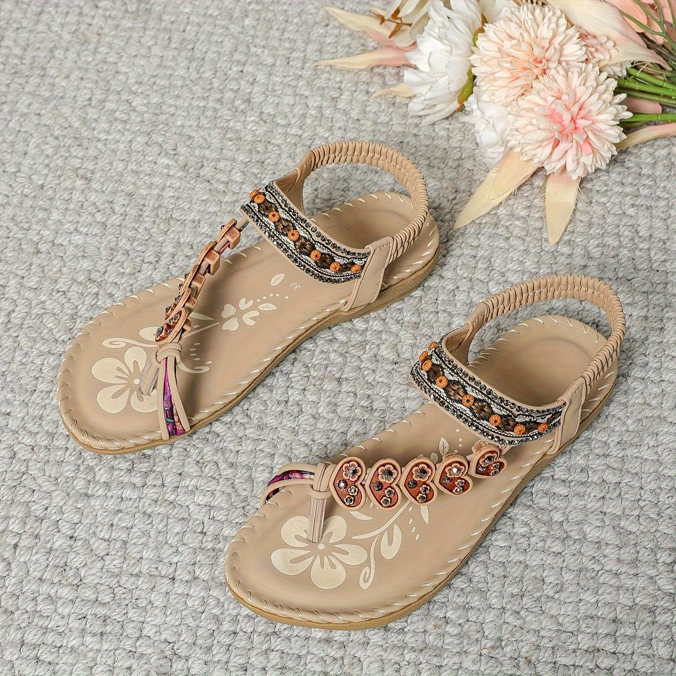 Stacey - Stilvolle Boho-Flachsandalen