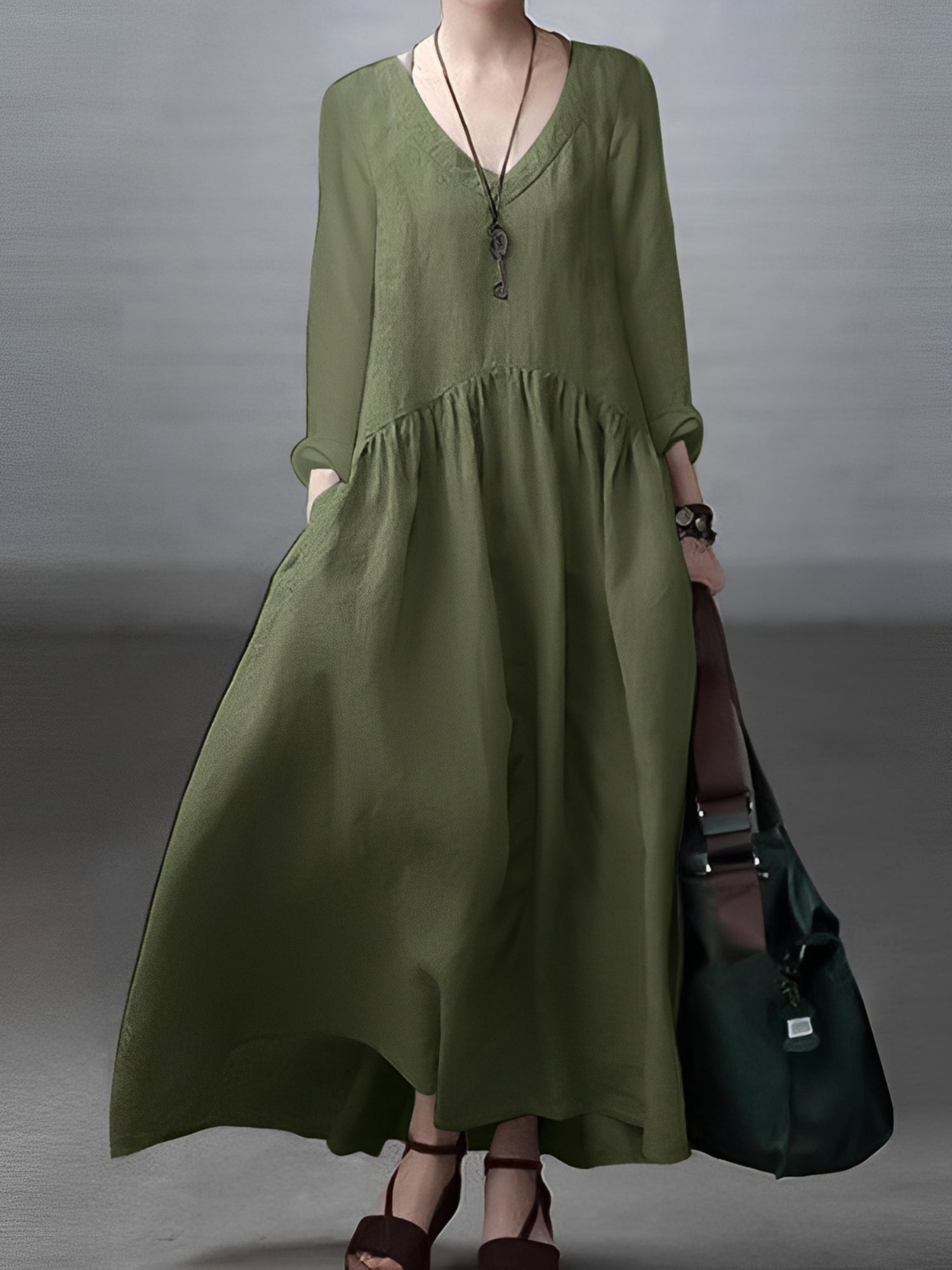Lindy - Legeres, gemütliches Damenkleid mit V-Ausschnitt