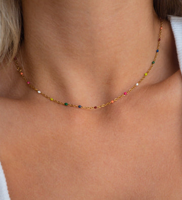 Alba - Halskette in Regenbogenfarben und Gold