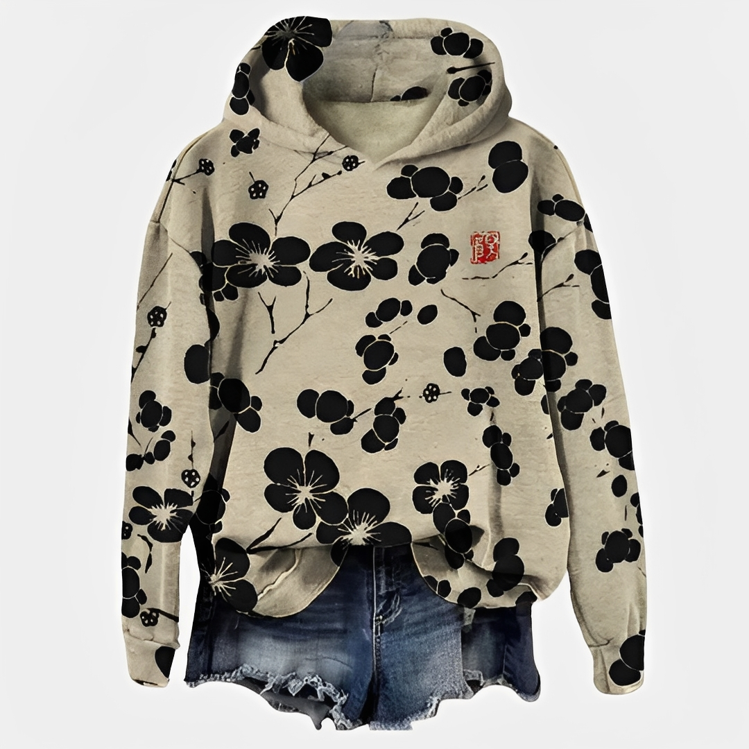Emelyn - Damen Hoodie mit Blumenmotiv