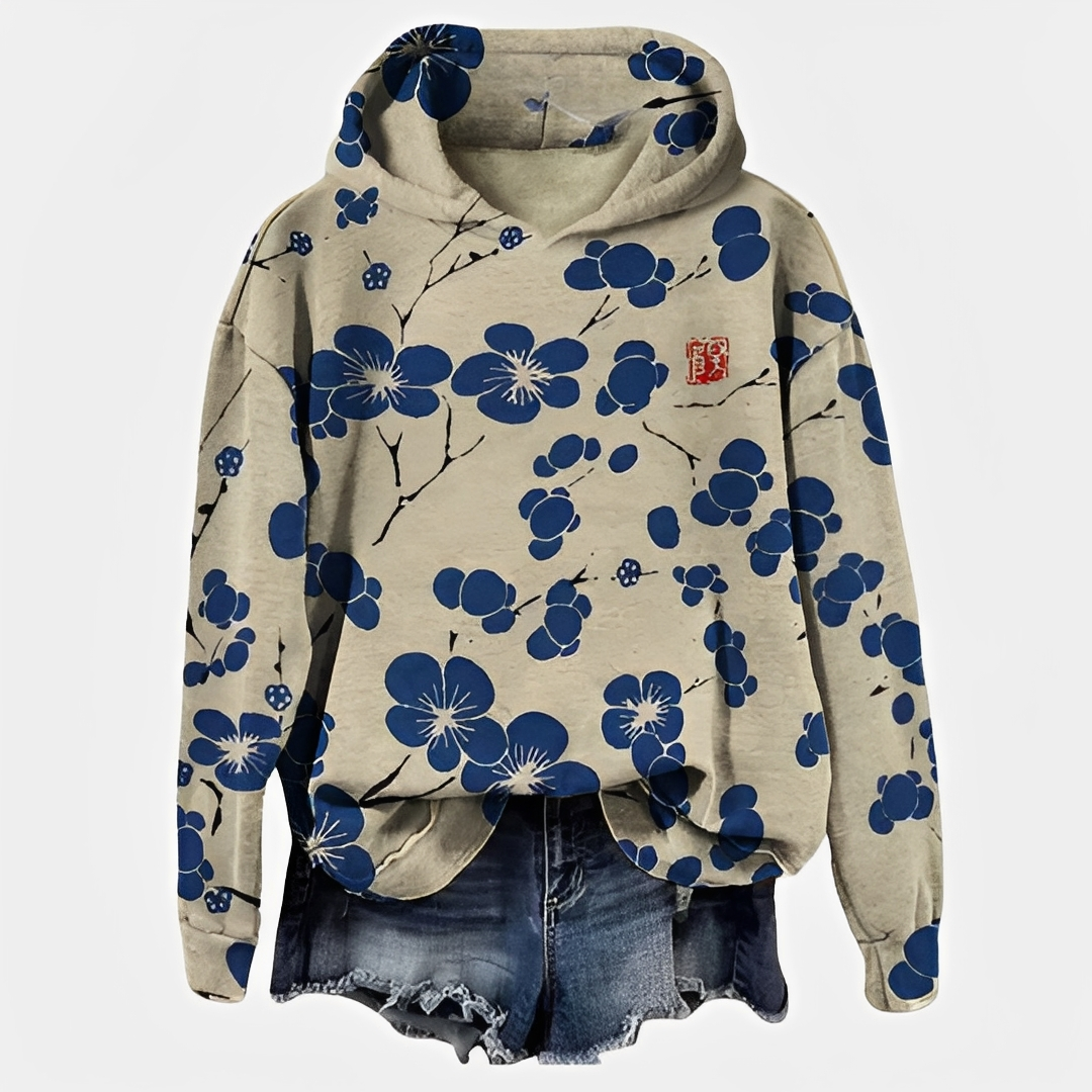 Emelyn - Damen Hoodie mit Blumenmotiv
