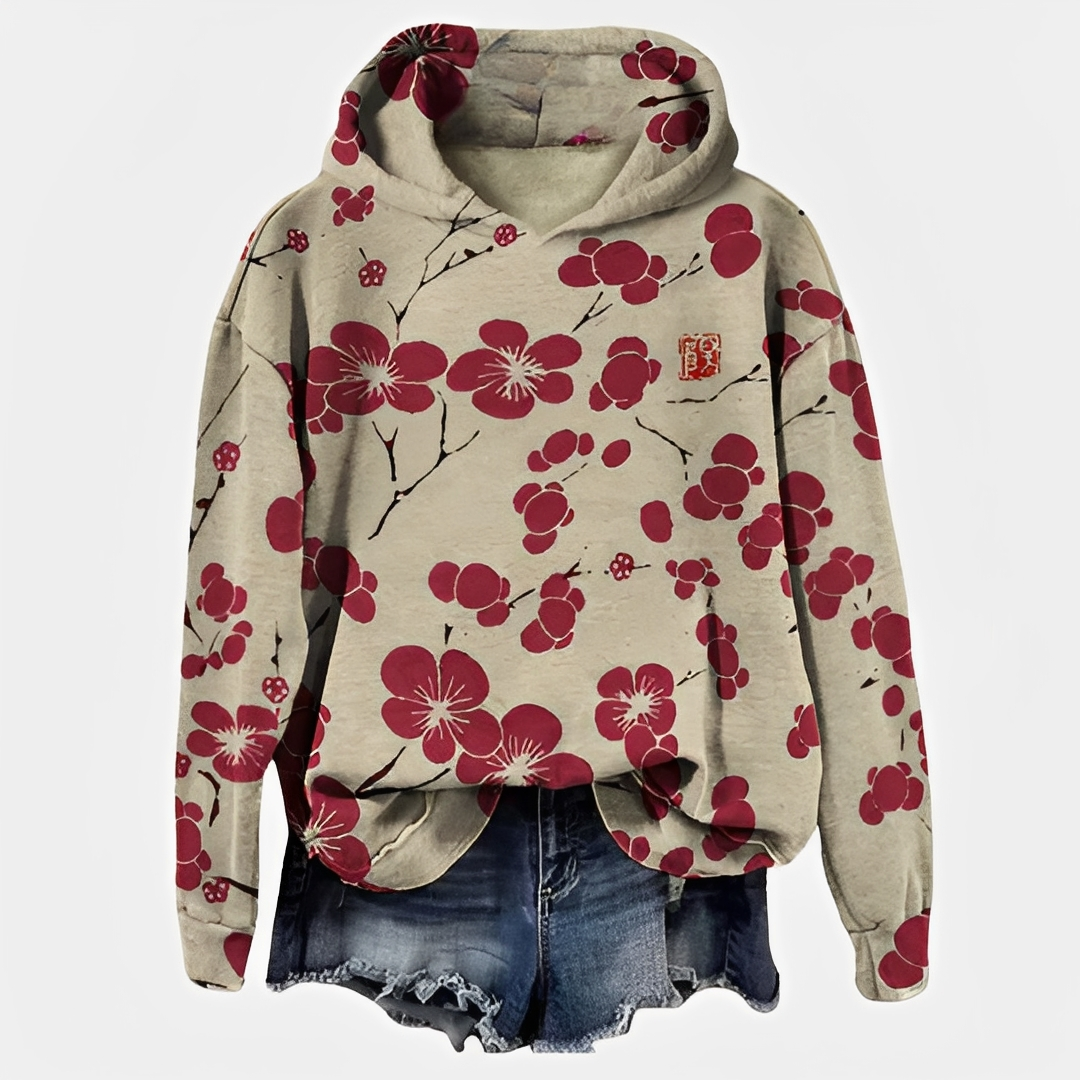 Emelyn - Damen Hoodie mit Blumenmotiv