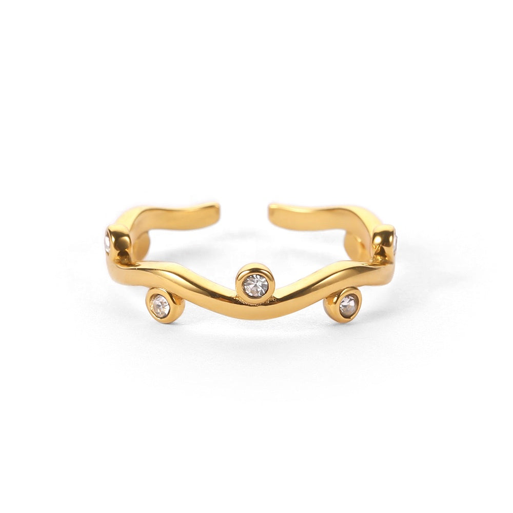 Willow – Goldring in Blattform mit veränderbaren Zirkonias