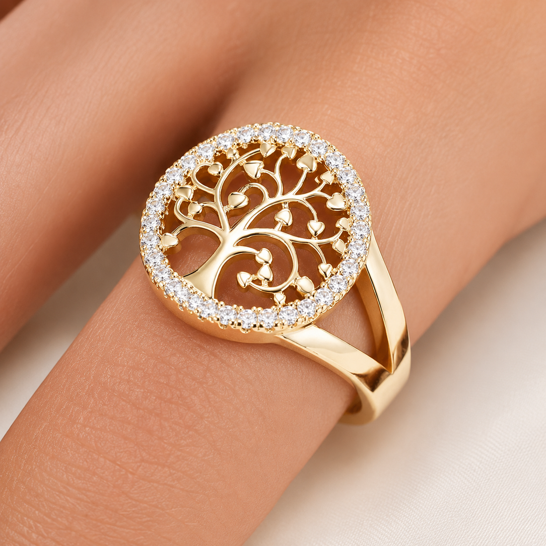 Yelina – Lebensbaumring in Gold oder Silber