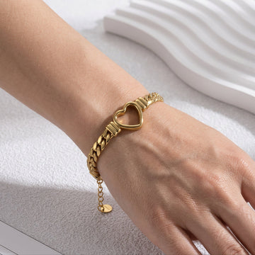 Armband mit Hohlherz in Gold - Offenes Herzarmband
