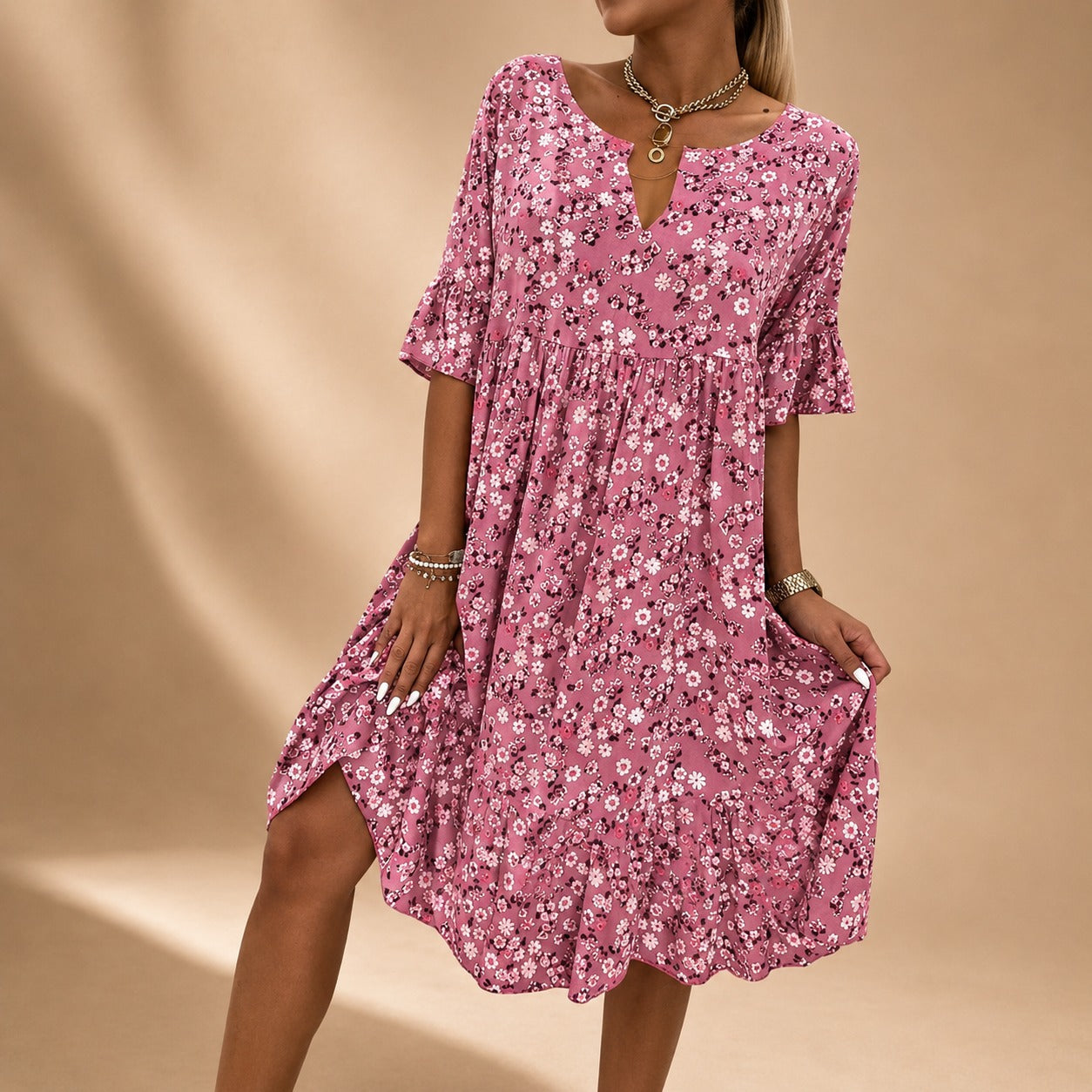 Lilian - Elegantes Kleid mit Blumendruck und fließendem Design