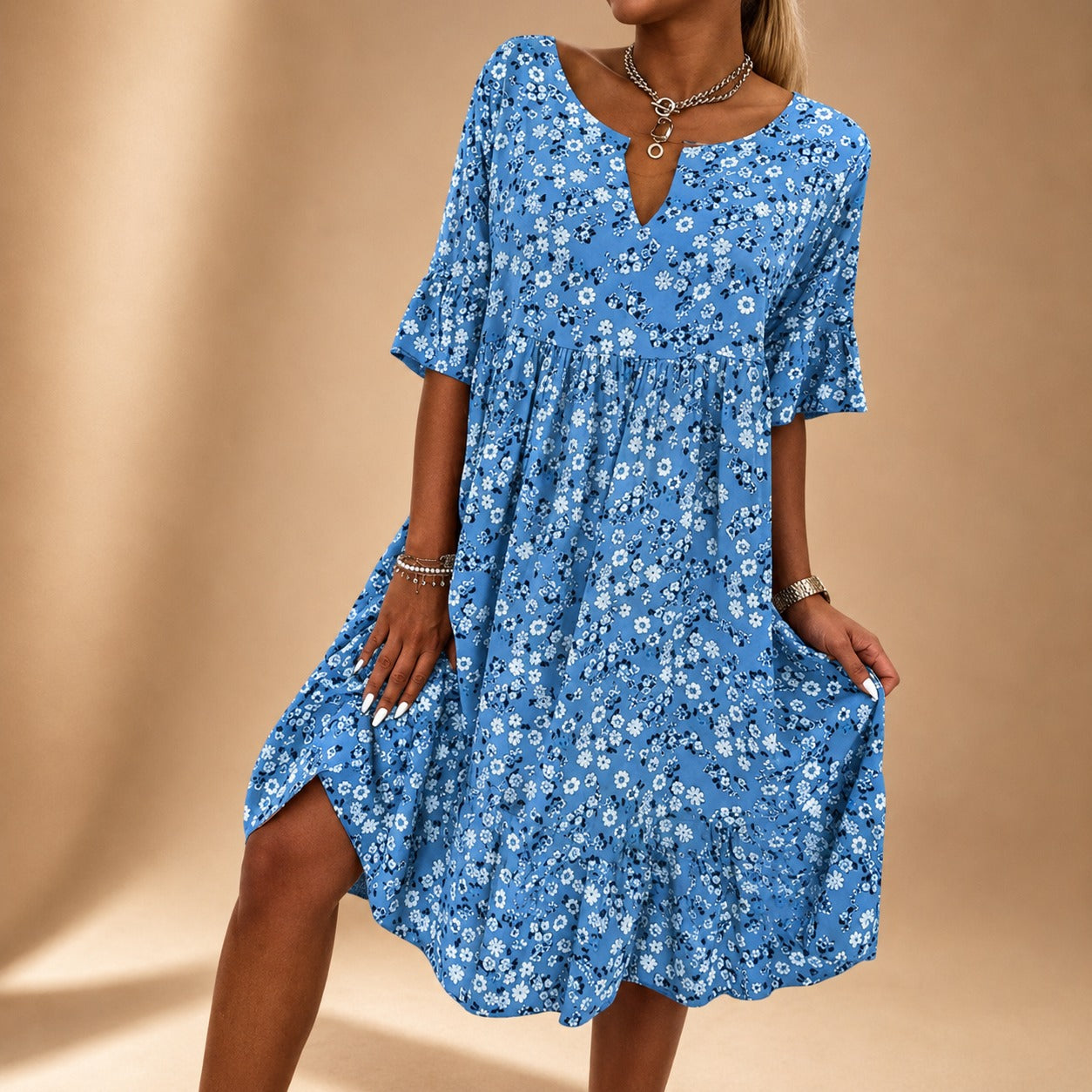 Lilian - Elegantes Kleid mit Blumendruck und fließendem Design
