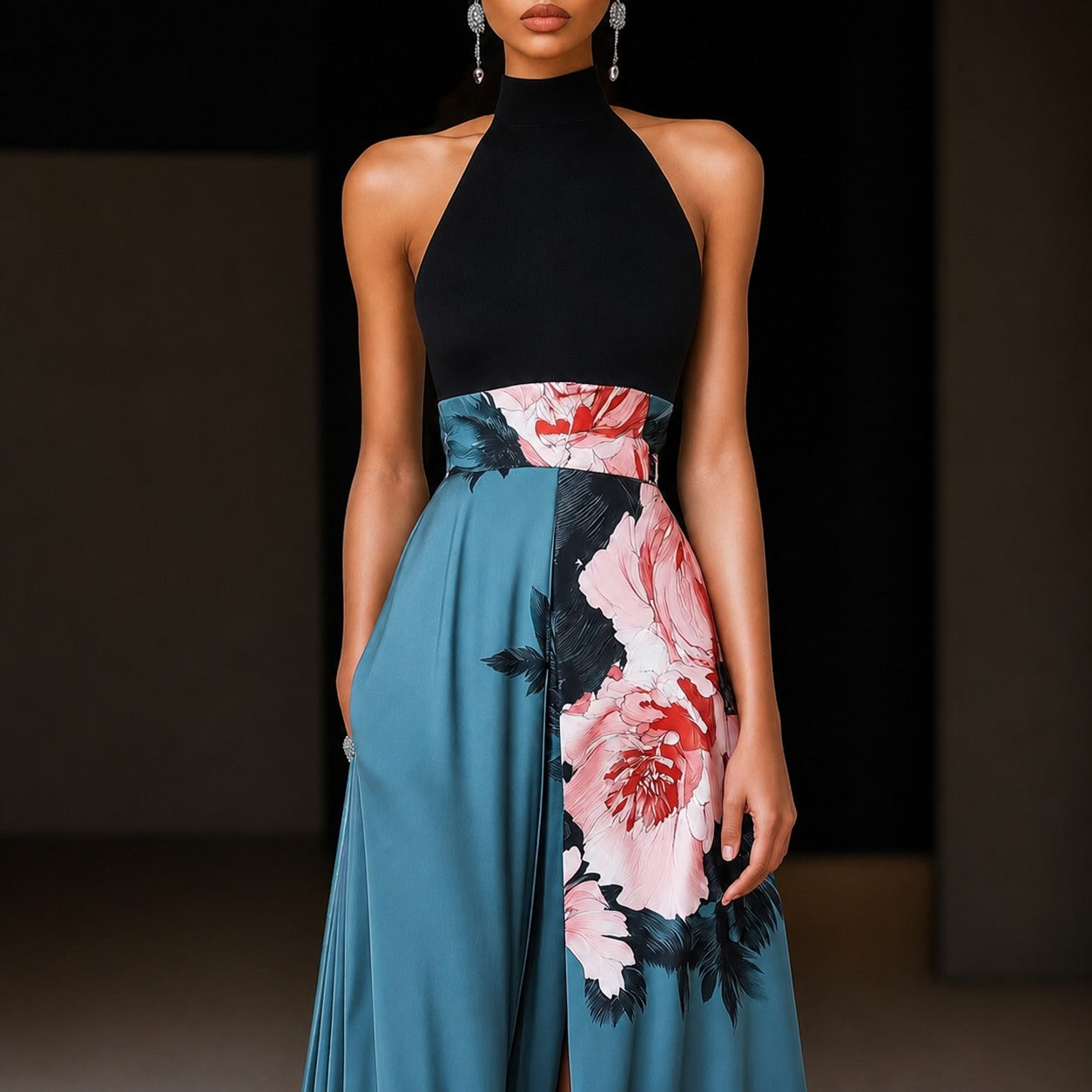 Annie - Maxikleid ohne Ärmel mit Blumenmuster