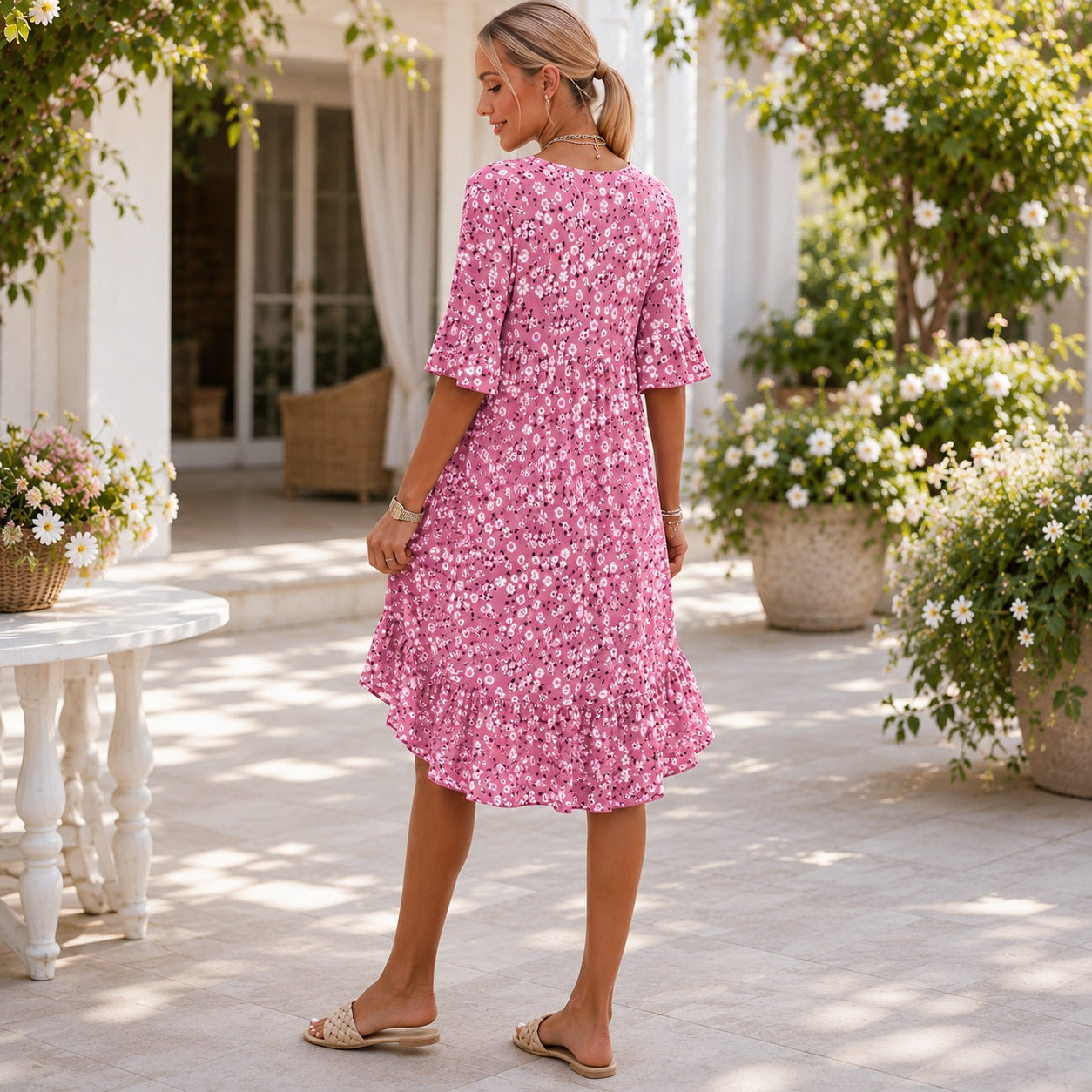Lilian - Elegantes Kleid mit Blumendruck und fließendem Design