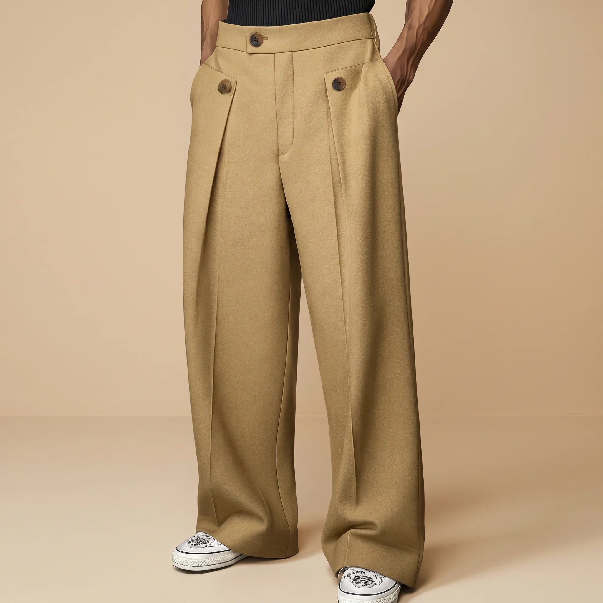 John - Trendige Hose mit Weitem Schnitt und Hohem Bund