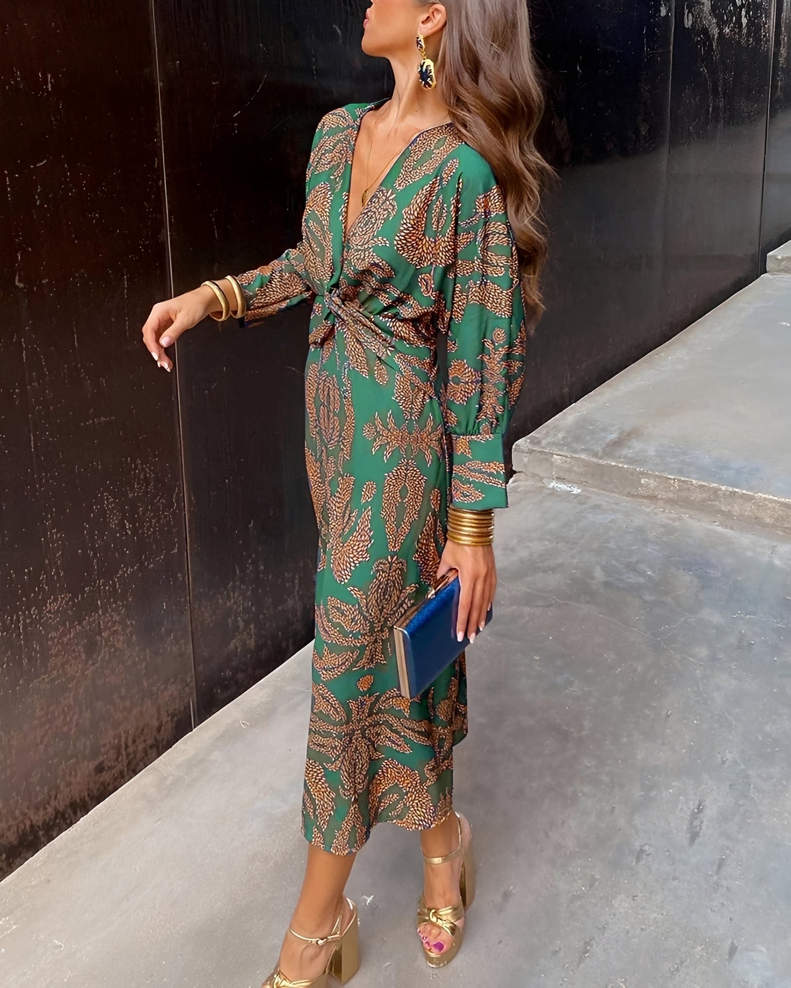 Yahya - Langes Midikleid mit Muster