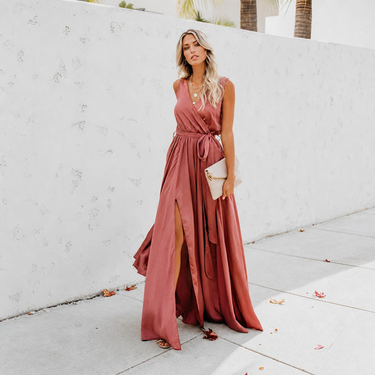 Kareem - Legeres Maxikleid mit Taillengürtel