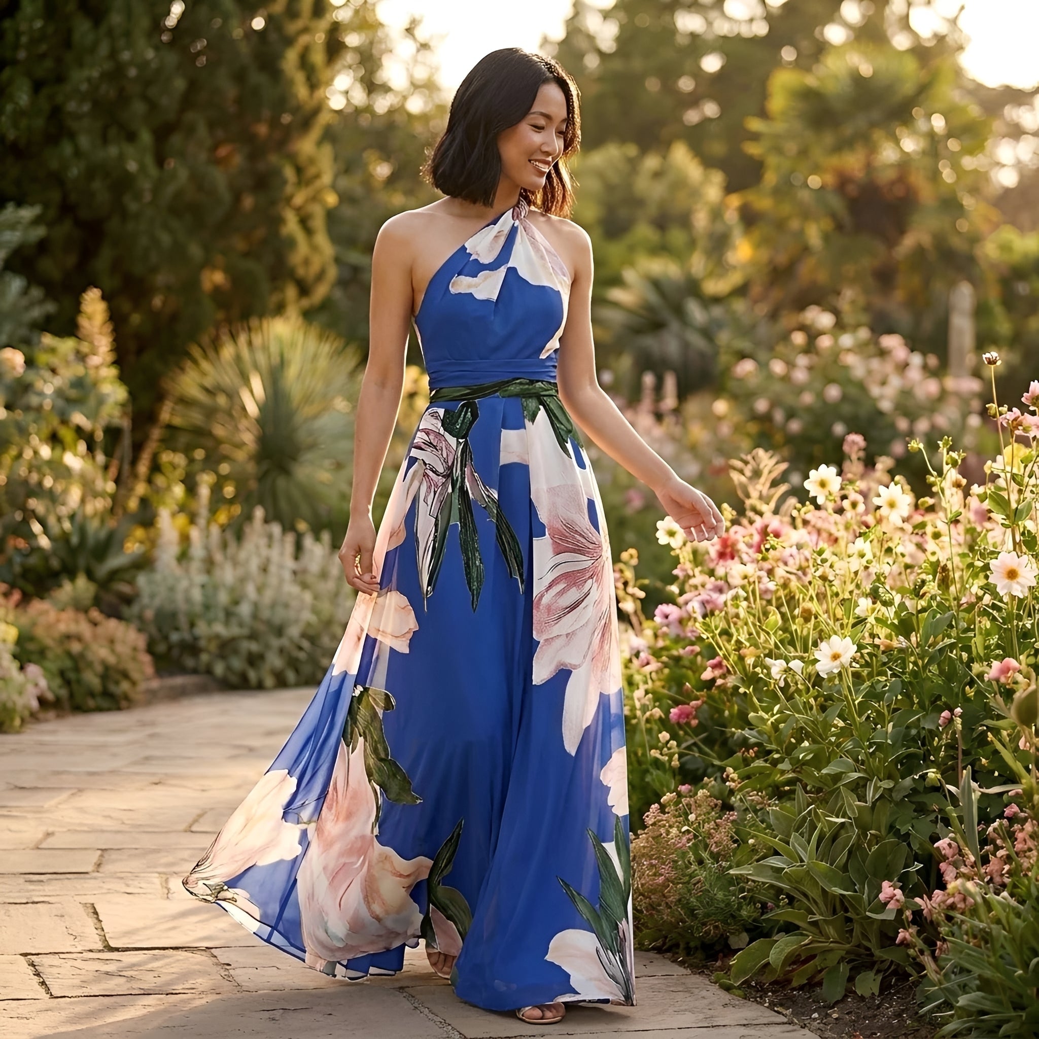Kirsty - Neckholder-Maxikleid mit Blumenmotiven