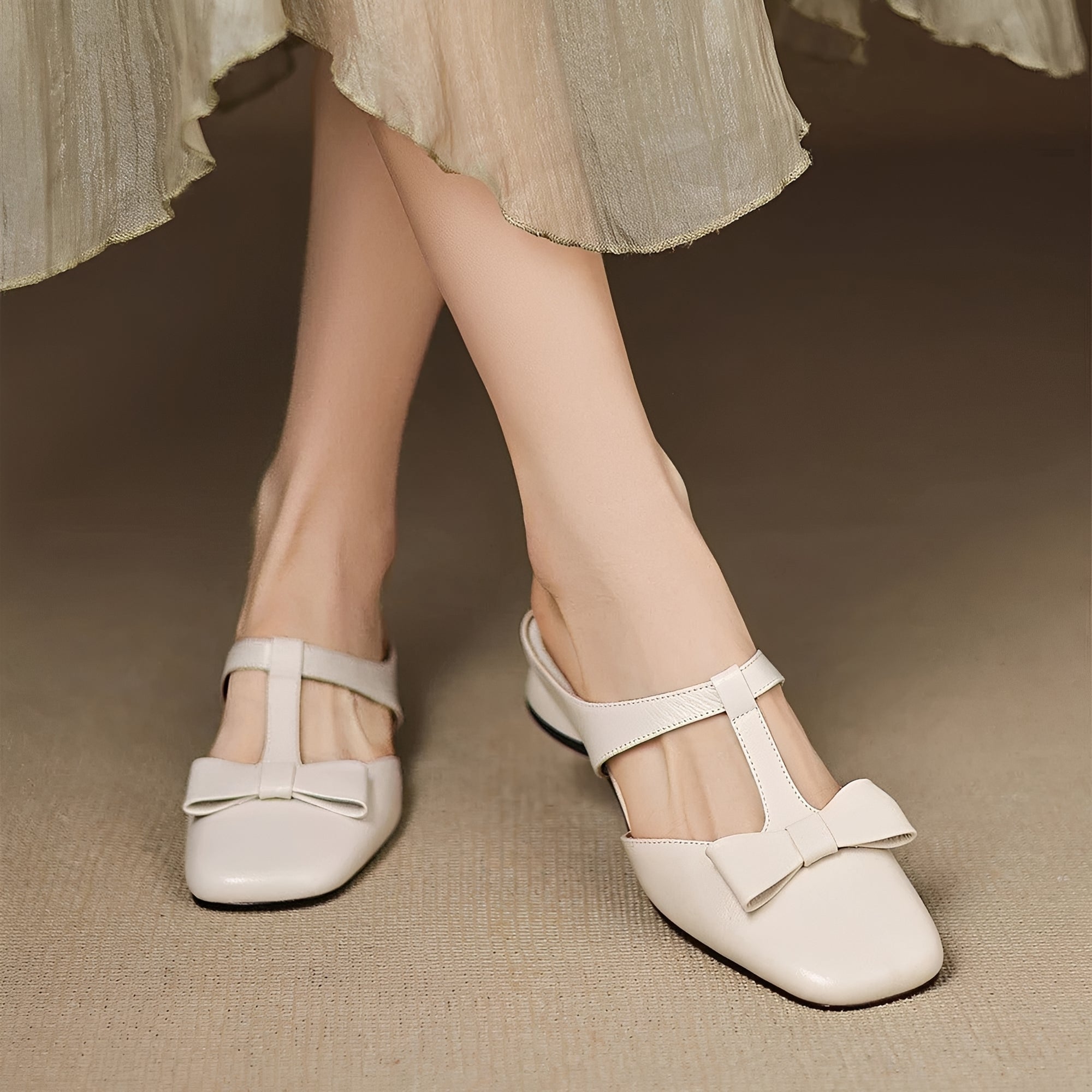Jean - Modische Schleifen-Mules-Sandalen