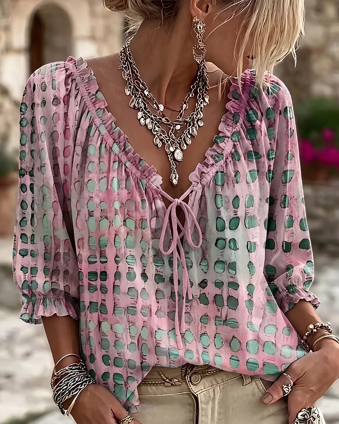 Candice - Elegante Bluse mit Punktemuster