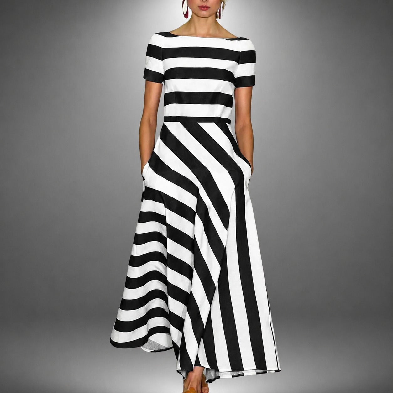 Darcie - Gestreiftes Maxikleid in A-Linie
