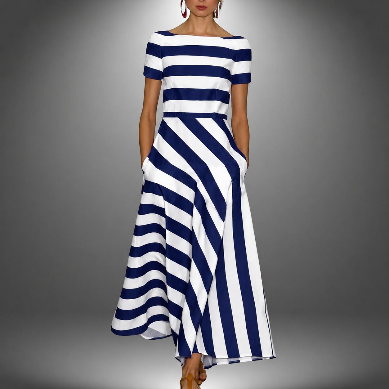 Darcie - Gestreiftes Maxikleid in A-Linie
