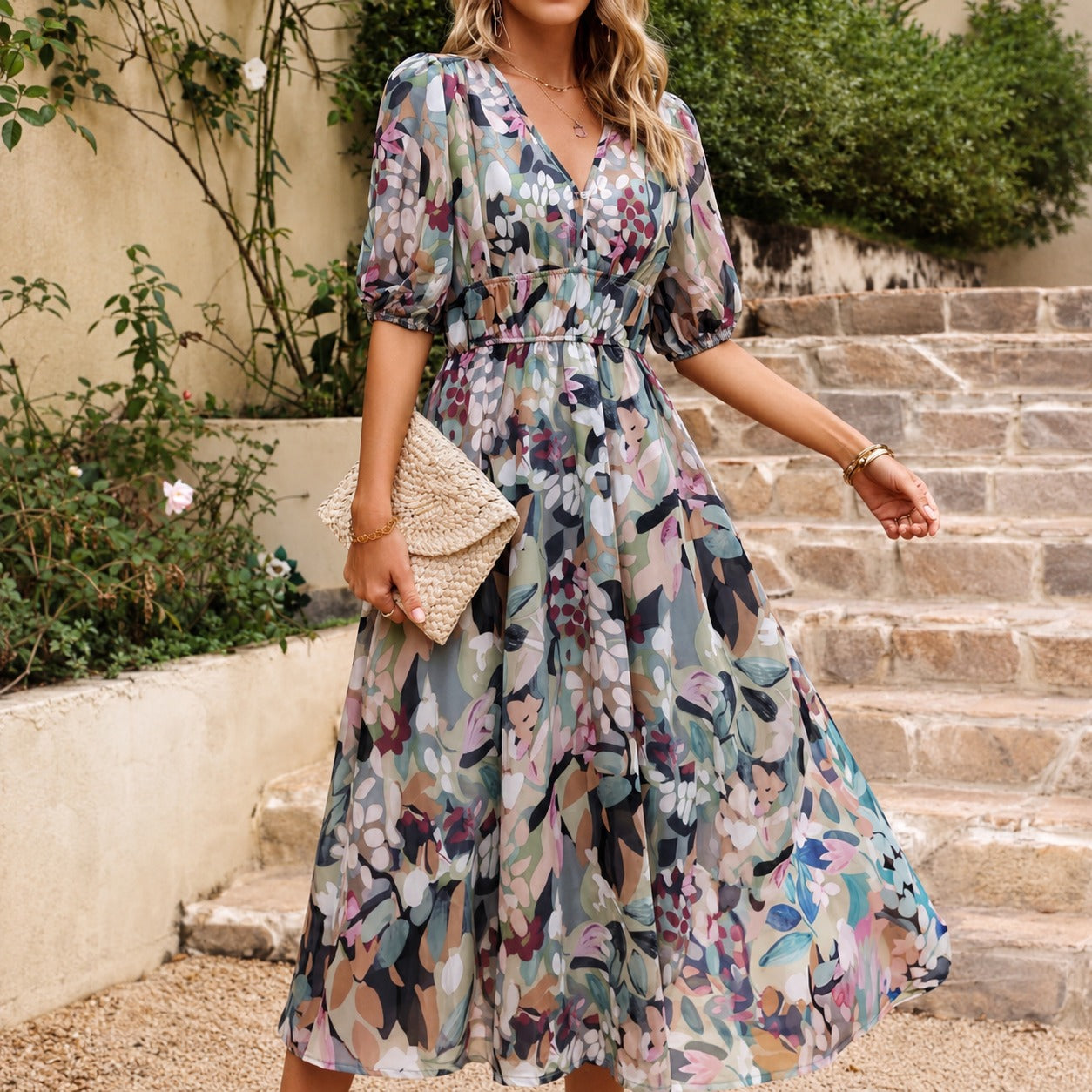 Doherty - Lockeres Blumiges Midikleid