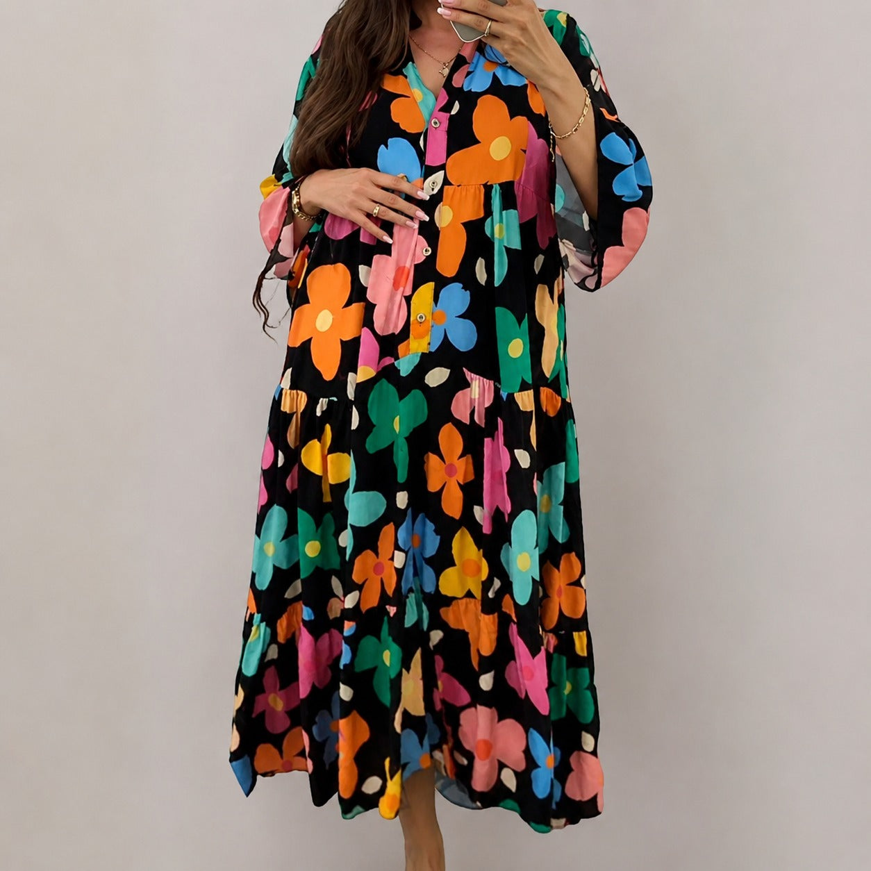 Alana - Bequemes buntes Kleid mit weitem Schnitt