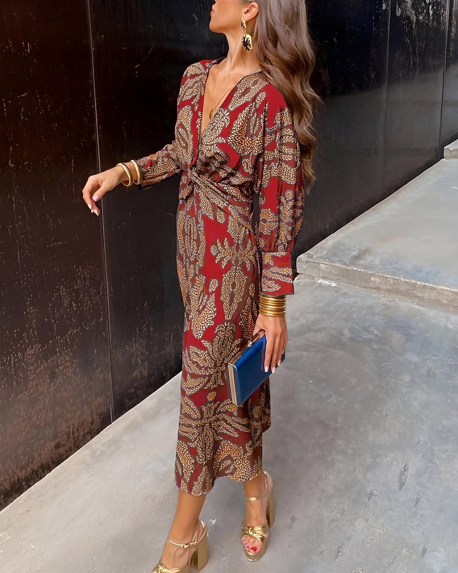 Yahya - Langes Midikleid mit Muster