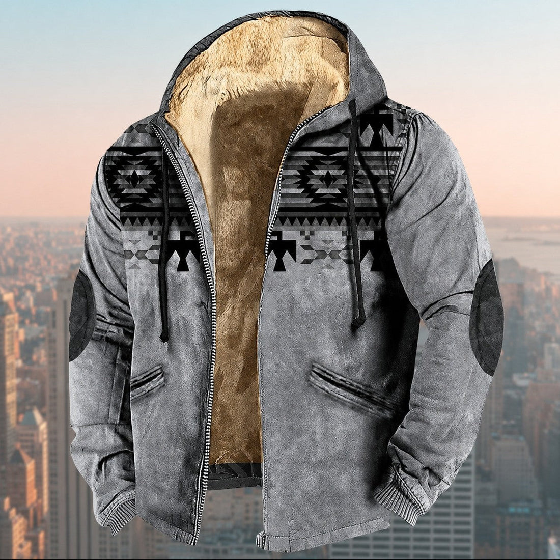 Laszlo - Herren-Kapuzenjacke mit Tribal-Muster