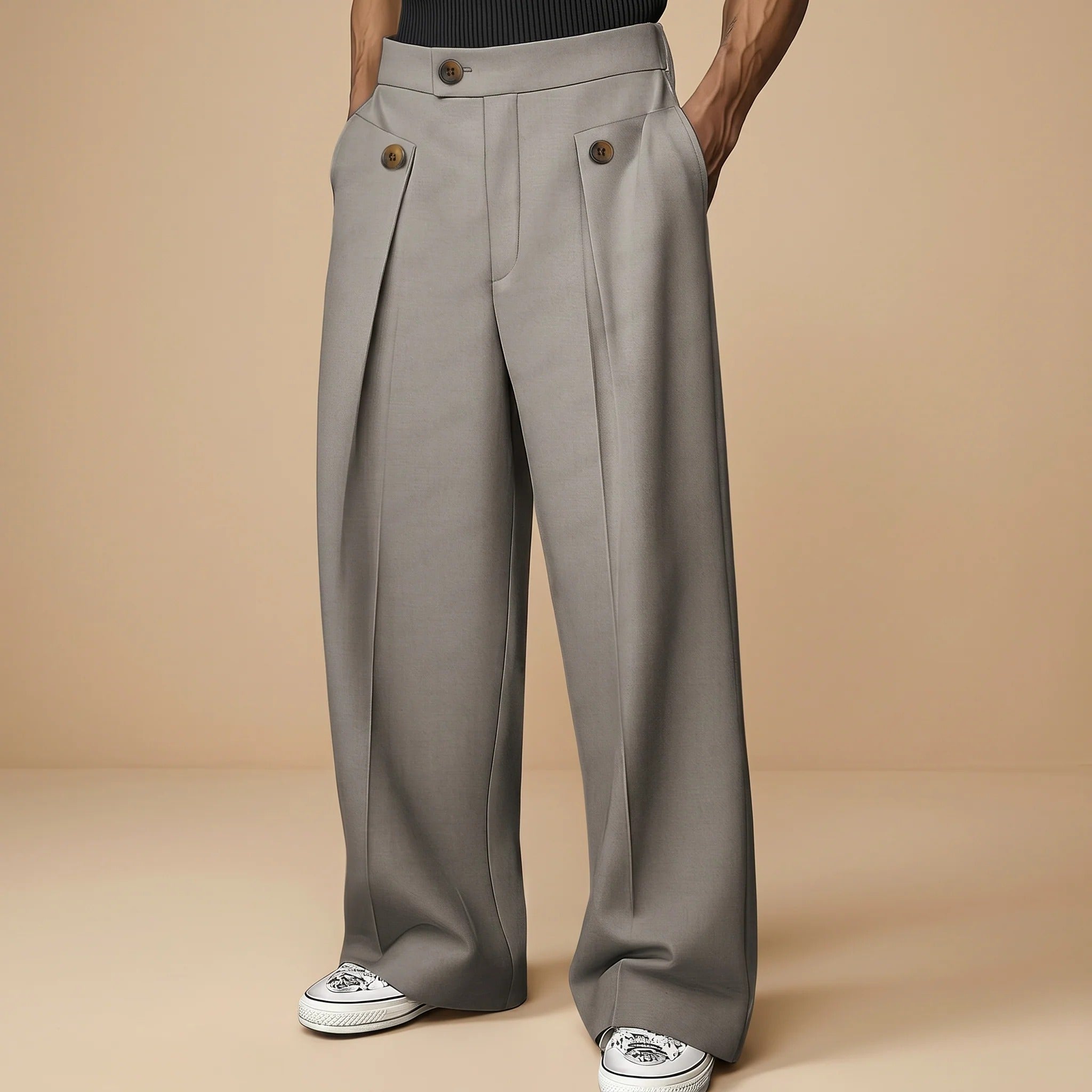 John - Trendige Hose mit Weitem Schnitt und Hohem Bund