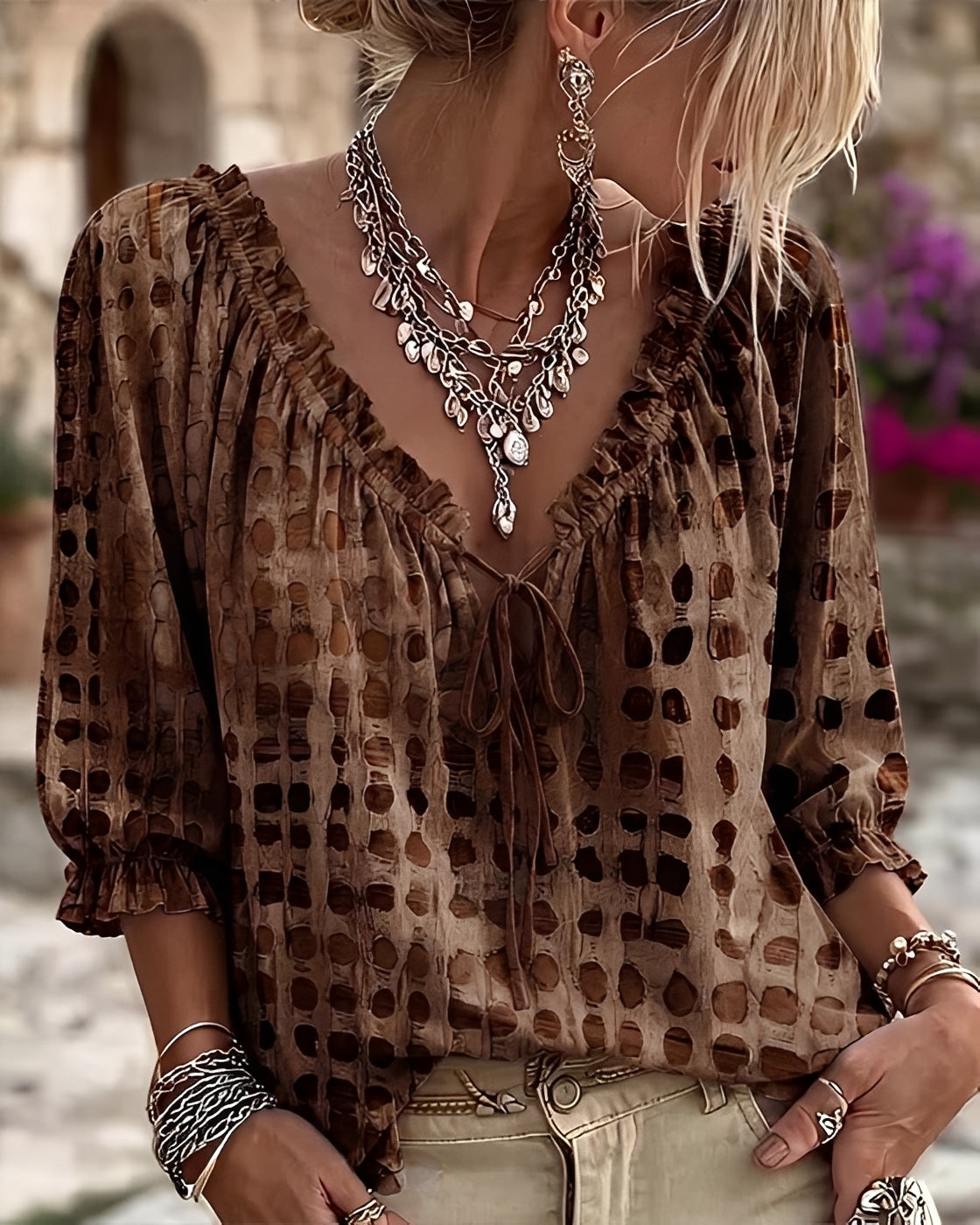 Candice - Elegante Bluse mit Punktemuster