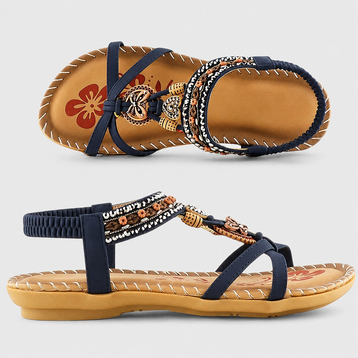 Eleanor - Elegante flache Sandalen mit glitzernden Details