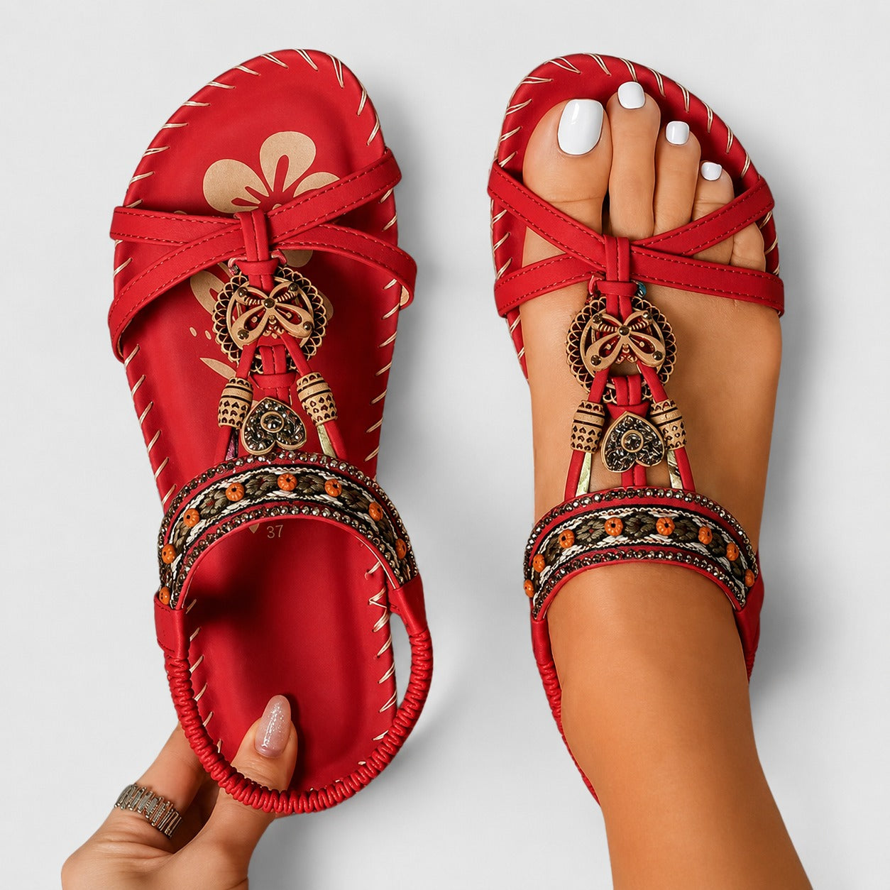 Eleanor - Elegante flache Sandalen mit glitzernden Details