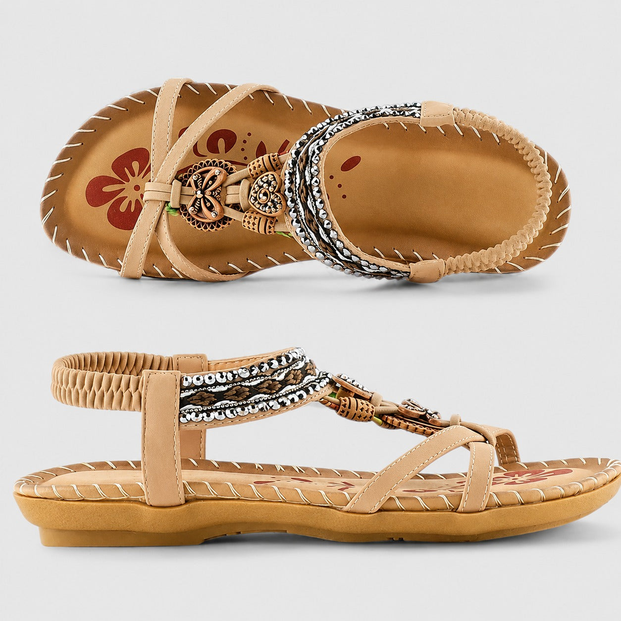 Eleanor - Elegante flache Sandalen mit glitzernden Details