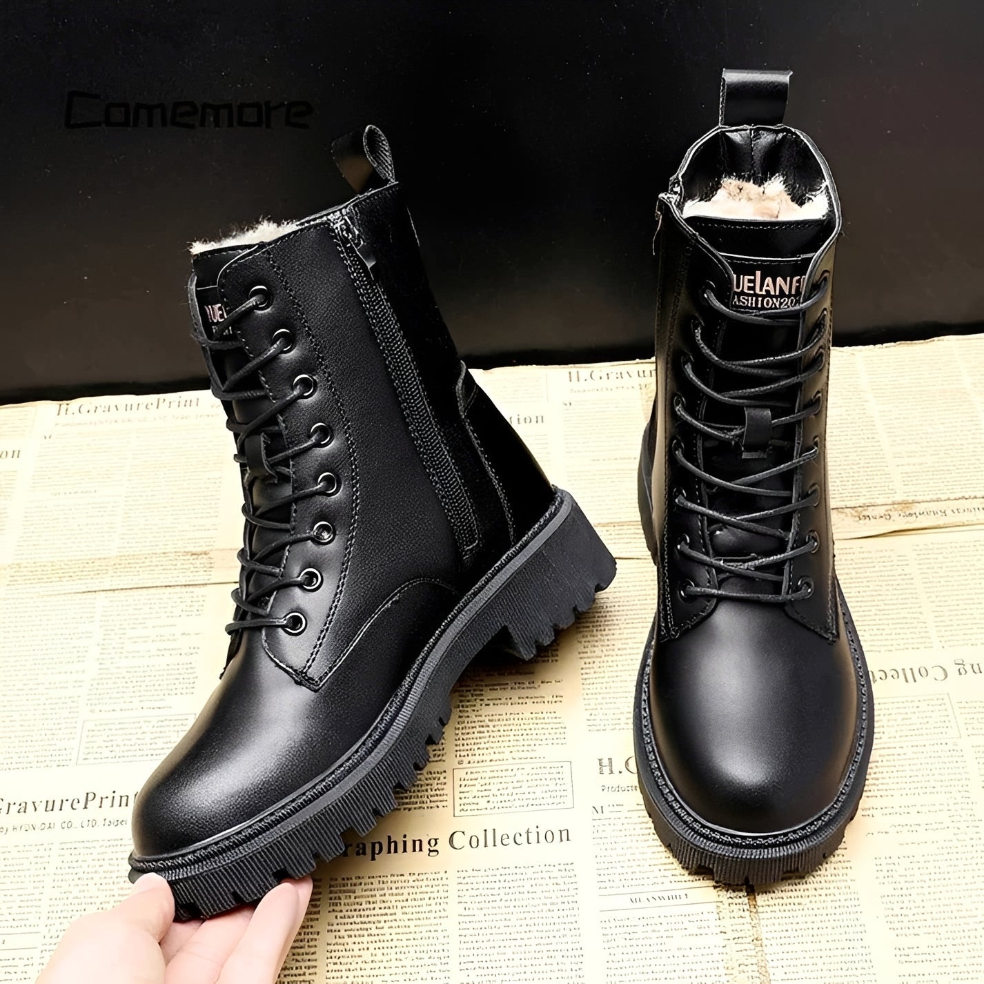 Adelpha - Schwarze Winterstiefel für kalte Tage