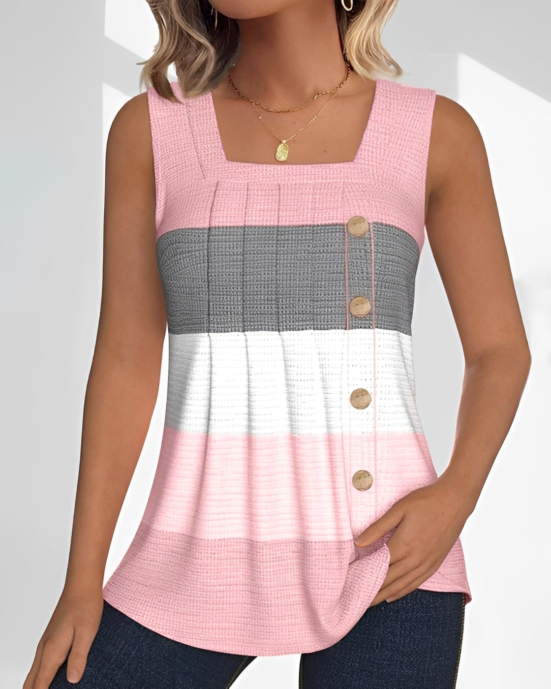 Grace - Legeres, Gestreiftes Tanktop mit Falten