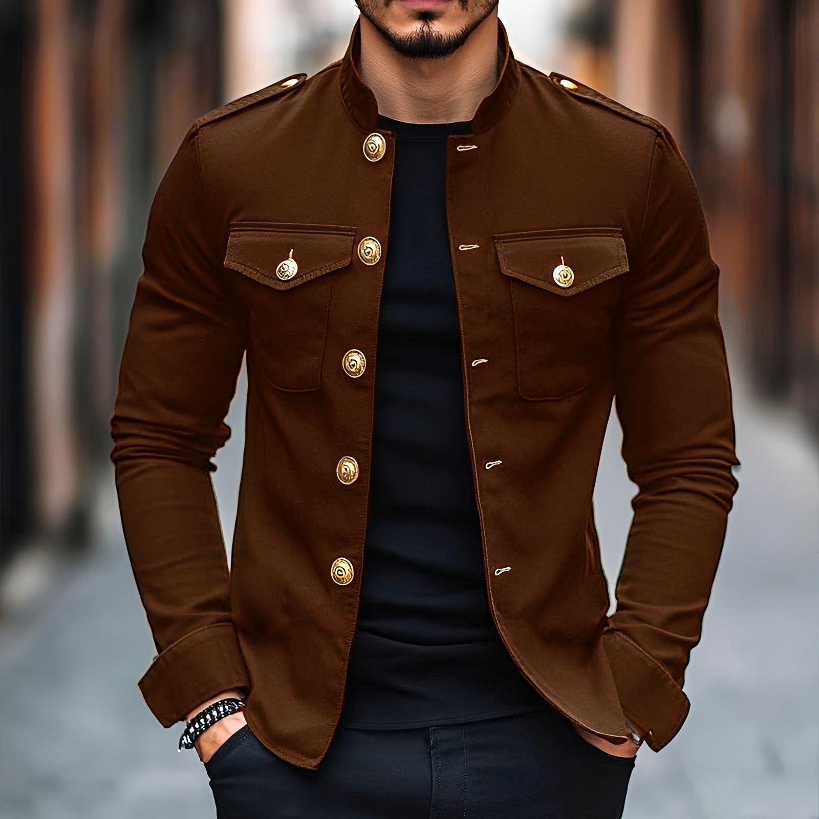 Leighton - Legere Klassische Jacke mit Knöpfen