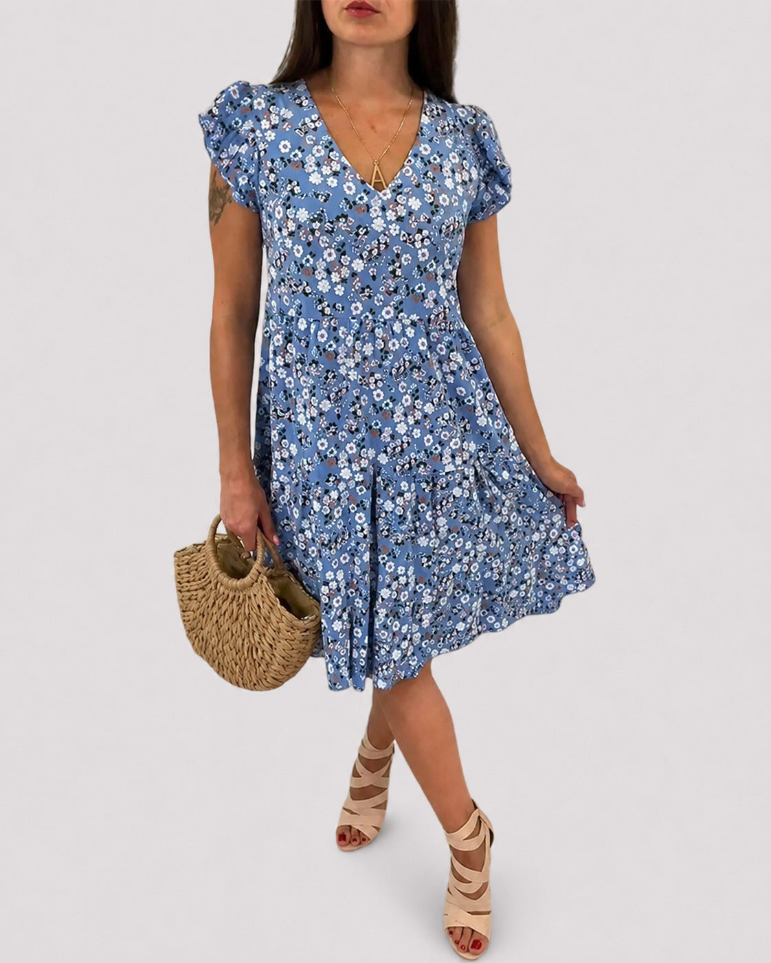 Gwen - Lockeres Midikleid mit Blumendesign
