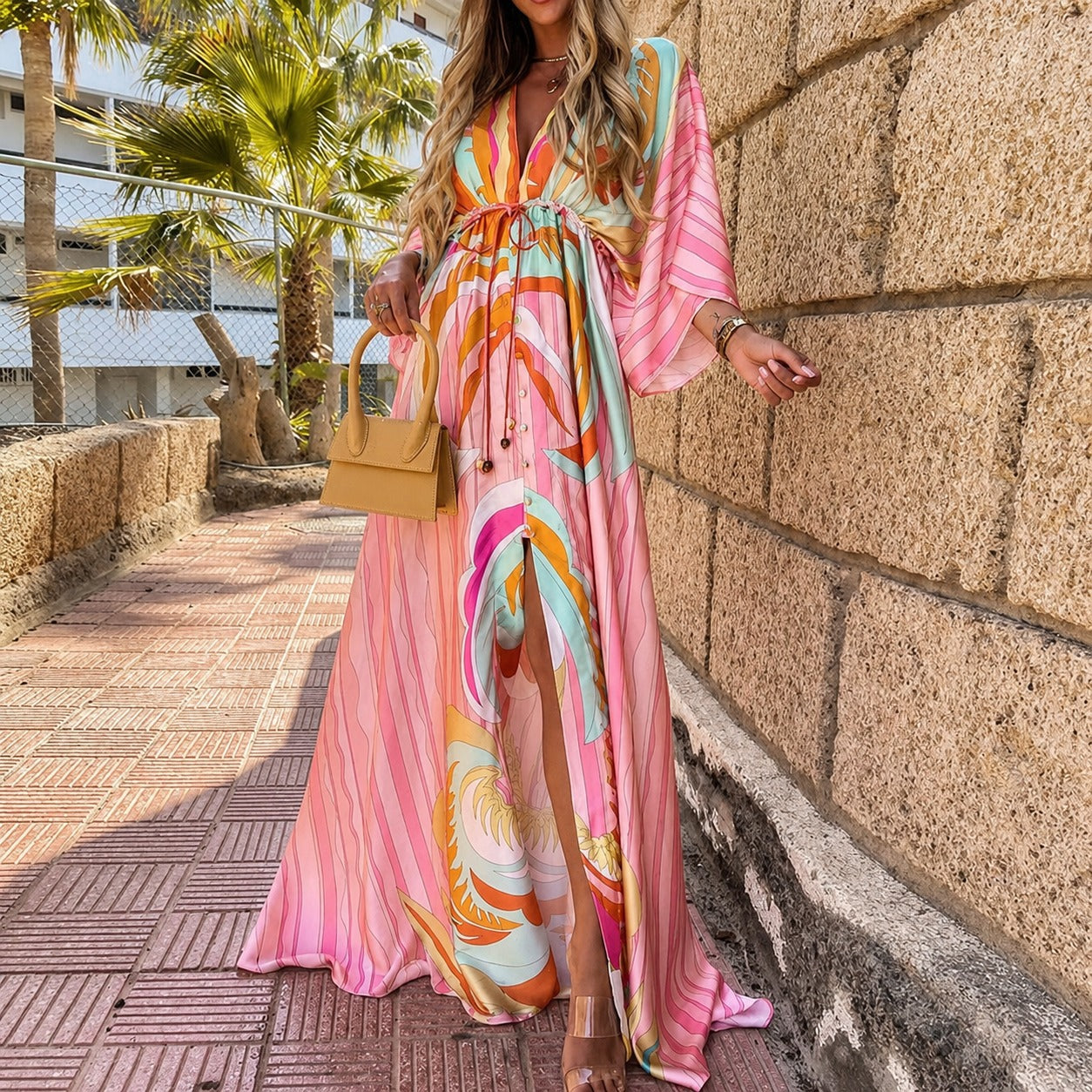 Janice - Elegantes, farbenfrohes Maxikleid