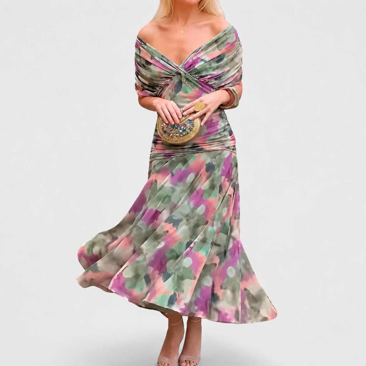 Bernice - Stilvolles Gerafftes Maxikleid